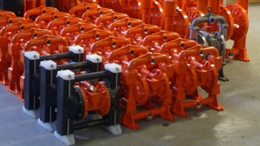 a group of orange pipes